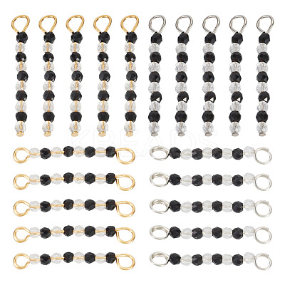 Transparent Glass Beads Connector Charms PALLOY-TA00135-1