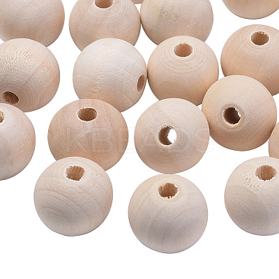 Natural Unfinished Wood Beads WOOD-Q008-20mm-LF-1
