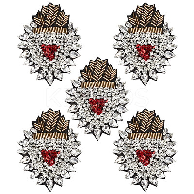 5Pcs Sacred Heart Plastic & Rhinestone Beading Appliques PATC-FG0001-79-1