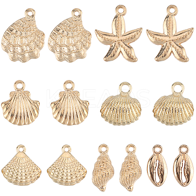 56Pcs 7 Styles Light Gold Marine Animal Alloy Pendants FIND-SC0012-78-1