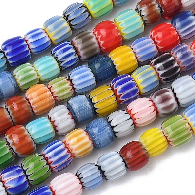 Handmade Millefiori Glass Chevron Beads LAMP-Z019-02B-1