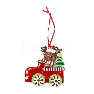 Christmas Car Handmade Polymer Clay Pendant Decorations LS-HJEW-P017-03B-1