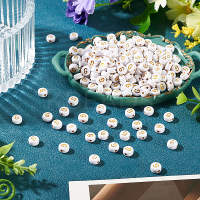 500Pcs Plating Acrylic Beads PACR-TADJ0001-01G-1