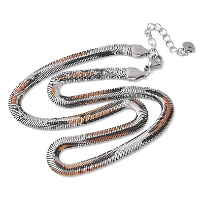 304 Stainless Steel Leopard Print Snake Chain Necklaces for Women NJEW-G164-01P-1