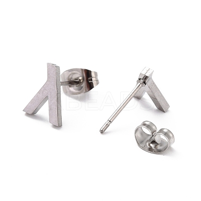 Tarnish Resistant 304 Stainless Steel Greek Alphabet Stud Earrings STAS-D007-07P-11-1