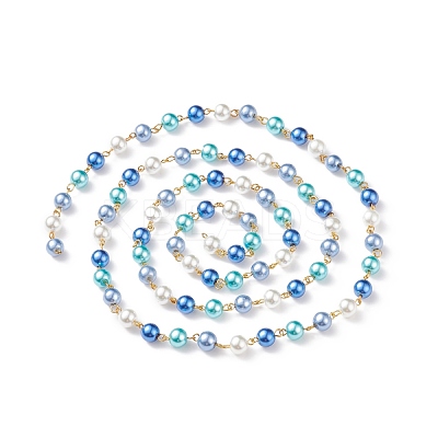5Pcs 5 Color Handmade Glass Pearl Beaded Chain AJEW-JB01134-1