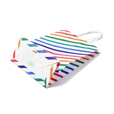 Stripe Print Paper Packing Tote Bags LS-CARB-R001-01B-1