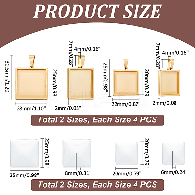 DIY Blank Square Pendant Making Kit DIY-UN0005-44-1