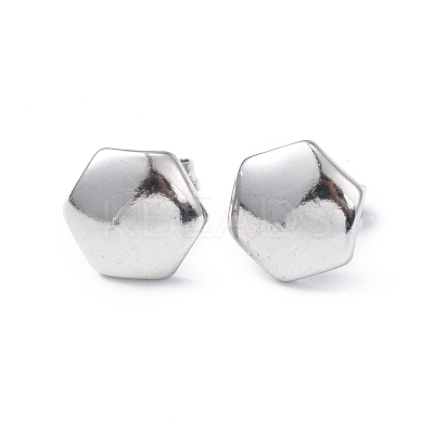 Non-Tarnish 304 Stainless Steel Hexagon Stud Earrings for Women EJEW-I285-04B-P-1