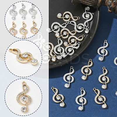 32Pcs 2 Colors Alloy Crystal Rhinestone Pendants FIND-SC0019-30-1