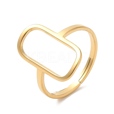 Ion Plating(IP) 304 Stainless Steel Hollow Rectangle Adjustable Ring for Women LS-RJEW-M149-31G-1