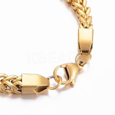 304 Stainless Steel Wheat Chain Bracelets BJEW-H508-06G-1