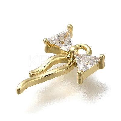 Rack Plating Brass Micro Pave Cubic Zirconia Charms KK-M014-02A-G-1