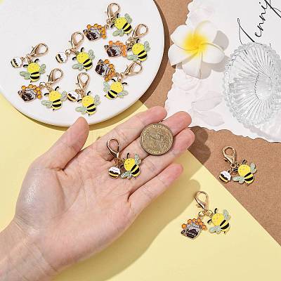 10Pcs 2 Styles Alloy Enamel Pendant Decorations HJEW-FS00090-1