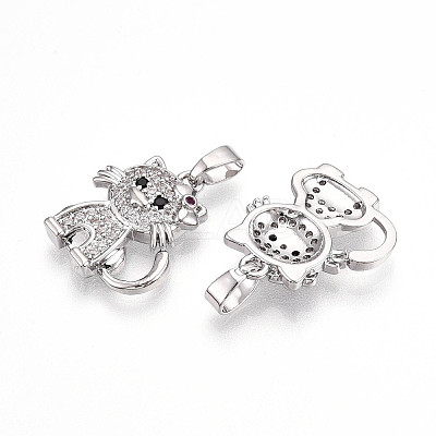 Brass Micro Pave Cubic Zirconia Pendants KK-N257-28P-1