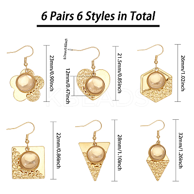 6 Pairs 6 Styles Blank Glass Dome Dangle Earrings EJEW-AB00003-1