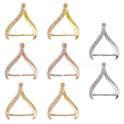 8Pcs 4 Colors Rack Plating Brass Micro Pave Cubic Zirconia Ice Pick Pinch Bails KK-FH0006-29-1