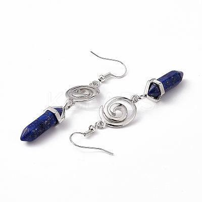 Gemstone Bullet with Vortex Dangle Earrings EJEW-I276-02P-1