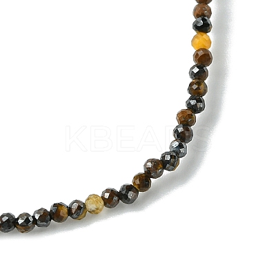 2mm Natural Tiger Eye Faceted Round Beaded Stretch Bracelets for Women BJEW-JB10843-04-1