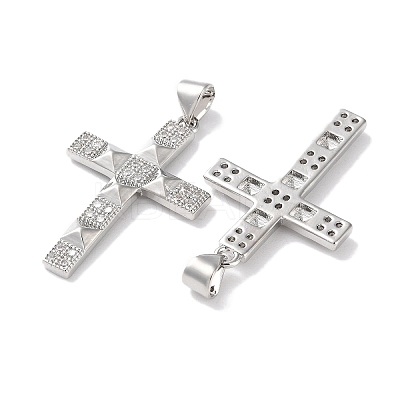 Rack Plating Brass Micro Pave Cubic Zirconia Pendants KK-Z039-04P-1