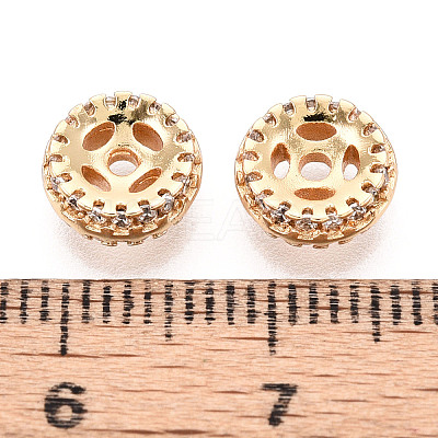 Brass Micro Pave Cubic Zirconia Beads KK-N275-02G-1