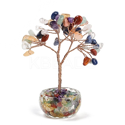 Natural Mixed Stone Chips Tree of Life Decorations DJEW-B013-01E-1