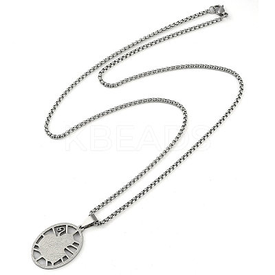 201 Stainless Steel Hollow Catholic Saint Benedict Oval Pendant Box Chain Necklaces LS-NJEW-D089-05P-1