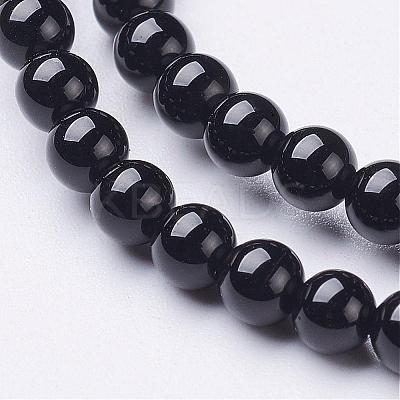 Natural Black Onyx Round Beads Strands GSR18mmC097-1