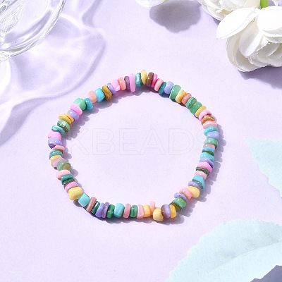 Dyed Natural Freshwater Shell Beads Stretch Bracelets for Men Women BJEW-JB12278-1