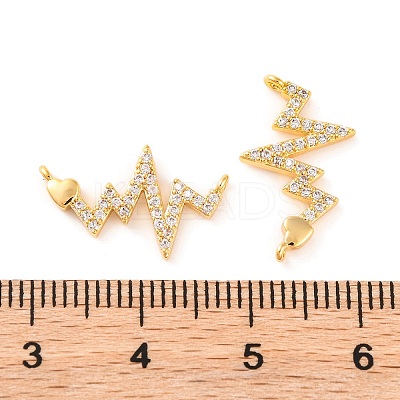 Brass Micro Pave Clear Cubic Zirconia Connector Charms KK-U017-01A-G-1