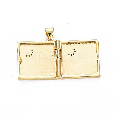 Brass Micro Pave Clear Cubic Zirconia Diffuser Locket Pendants for Teachers' Day X-ZIRC-T004-96G-NF-1