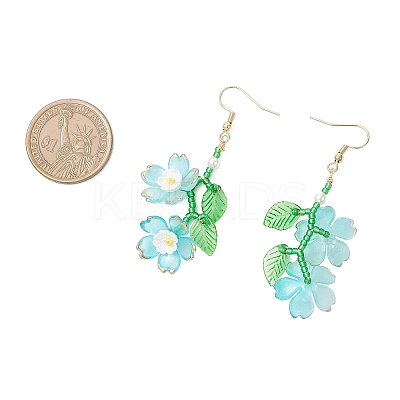 Acrylic Flower Dangle Earrings EJEW-MZ00588-03-1