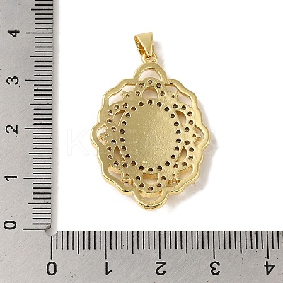 Rack Plating Brass Micro Pave Clear Cubic Zirconia Pendants KK-P267-14C-G-1