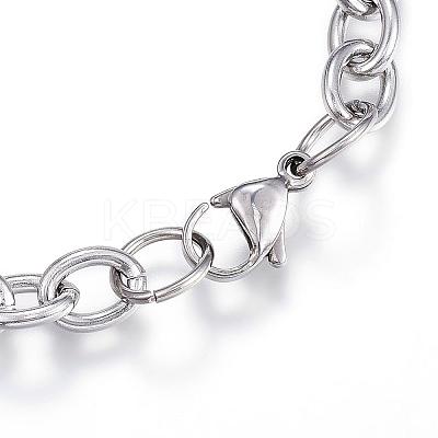 Tarnish Resistant 304 Stainless Steel Charm Bracelets BJEW-G544-28P-1