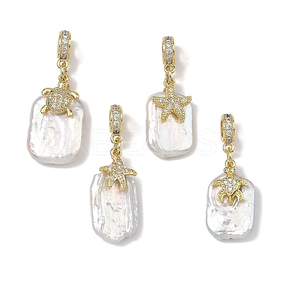 Ocean Natural Baroque Keshi Pearl and Brass Micro Pave Cubic Zirconia European Dangle Charms PALLOY-JF05769-1