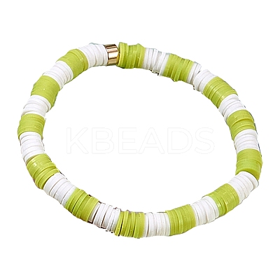 Polymer Clay Heishi Surfer Stretch Bracelet with 304 Stainless Steel Beaded BJEW-SW00107-03-1