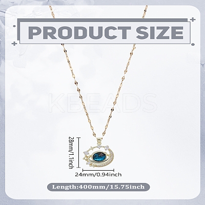1Pc Brass Dodger Blue Glass Planet Pendant Necklaces NJEW-LP0002-97-1