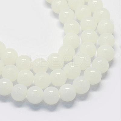 Baking Paint Imitation Jade Glass Round Bead Strands DGLA-Q021-4mm-01-1