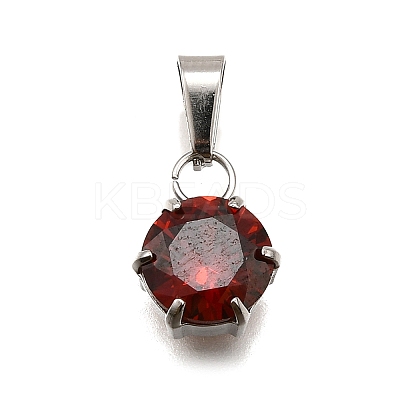 304 Stainless Steel Pave Cubic Zirconia Pendants STAS-B086-12P-03-1