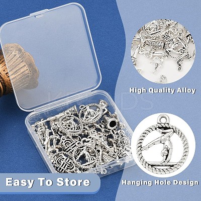 40Pcs 8 Styles Tibetan Style Alloy Pendants FIND-YW0006-87AS-1