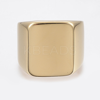 304 Stainless Steel Signet Band Rings for Men RJEW-G091-16-20mm-G-1