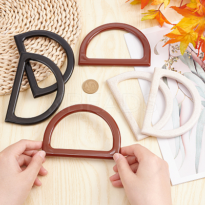 6Pcs 3 Colors D Shaped Plastic Imitation Wood Bag Handles Sets FIND-PH0010-55-1