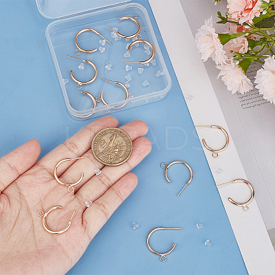 12Pcs Brass Ring Stud Earring Findings KK-BC0011-04-1