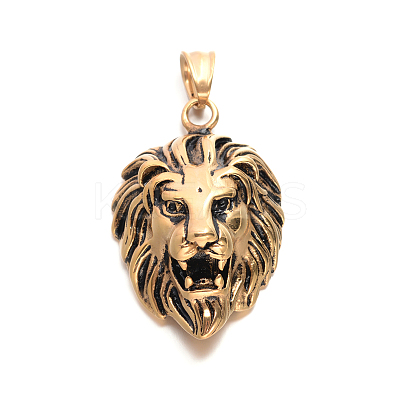 Lion Retro 304 Stainless Steel Pendants STAS-F011-38C-1