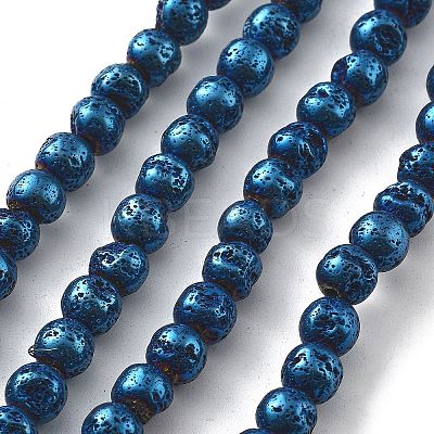 Electroplated Natural Lava Rock Beads Strands G-A251-B01-01E-1