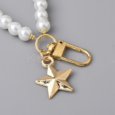 Glass Pearl DIY Keychains AJEW-WH0289-78-1