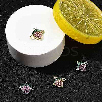 4Pcs 2 Colors Brass Pave Cubic Zirconia Fruit Connector Charms KK-FS0001-73B-1