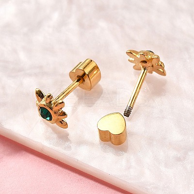 Ion Plating(IP) 304 Stainless Steel Stud Earrings EJEW-A118-16G-01-1