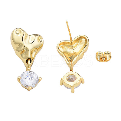 Cubic Zirconia Heart Dangle Earrings EJEW-N011-77-1