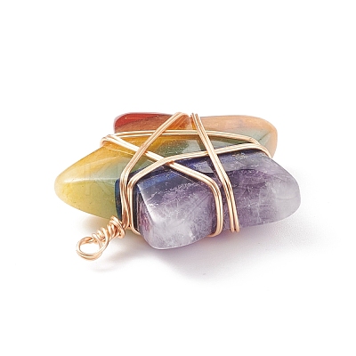 Chakra Natural Mixed Stone Pendants PALLOY-JF01878-02-1